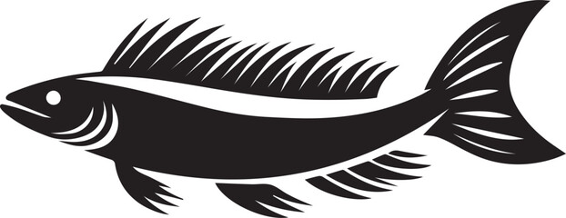 Minimal Black Fish Logo Vector – Silhouette Icon for Seafood and Fishing Brand Design