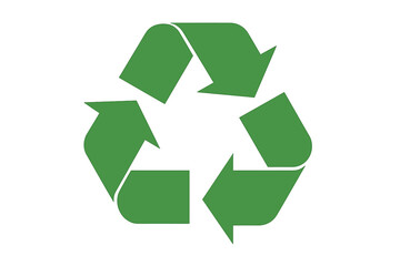 Green recycle icon with three rotating arrows forming recycling symbol, eco friendly sustainability emblem for waste management, reduce reuse recycle vector illustration