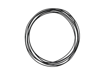 Hand drawn scribble circle frame vector, messy round doodle ring outline, sketchy circular border element, freehand ink loop shape for logo, badge, highlight or design overlay