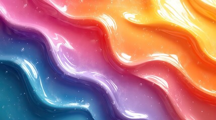 Obraz premium Abstract rainbow liquid shapes with smooth gradients and glossy, modern aesthetic.