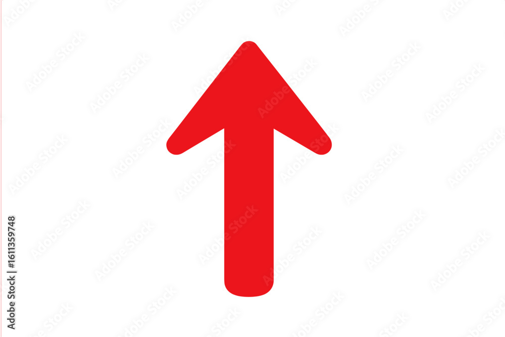 Poster red arrow pointing up direction symbol. growth success increase concept. simple minimalist vector ic