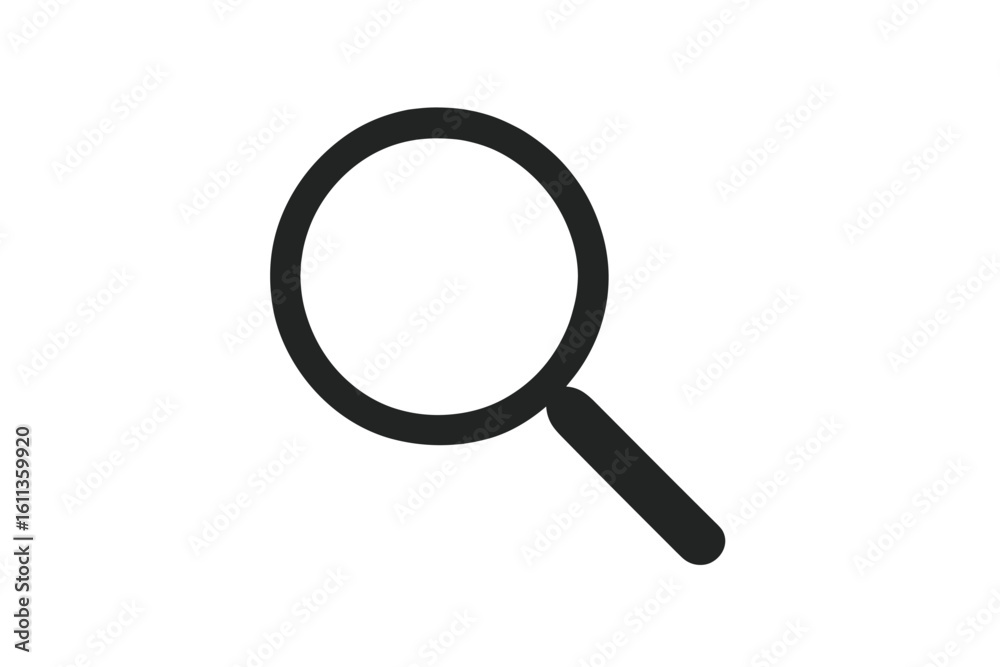 Poster search icon magnifying glass vector symbol on transparent background. ui ux web design interface ele