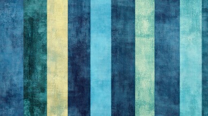Fototapeta premium Striped pattern in blue, teal, and aqua with soft textures and yellow-green highlights.