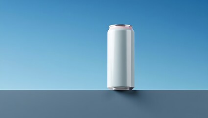 Minimalist white can on a blue background