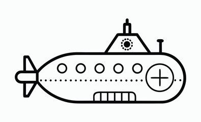 Submarine silhouette icon, underwater vessel shape, naval transport graphic, submarine silhouette vector 
