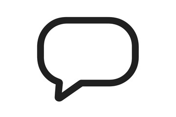 Naklejka premium Minimalist Chat Bubble Speech Icon, Bold Outline Callout Symbol, Blank Dialog Balloon Placeholder, Modern Social Media Message Frame, Communication Graphic Element on Transparent Background Vector