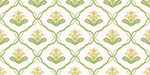 Seamless watercolour and unique floral pattern background for covers, notes, banner. Soft backgrounds colour. Watercolour art work. Flower stalk. Colourful flower. Summer Spring.