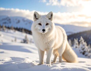 Fototapeta premium Arctic Fox in Snowy Landscape