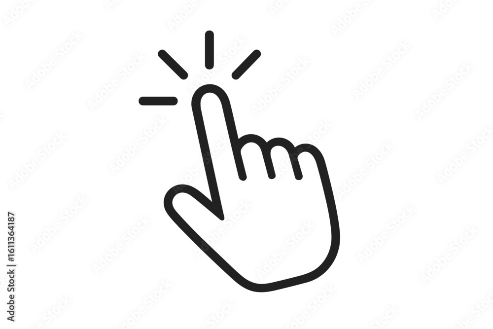 Poster hand cursor click icon. pointer finger press button. tap gesture symbol. ui ux element for web and a