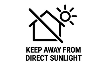 Keep away from direct sunlight packaging symbol. Product handling and care instruction label. Logistic icon for shipping and storage. Vector sign for package protection.