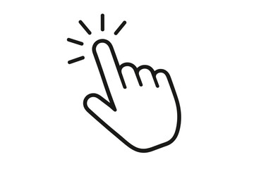 Pointer cursor click icon vector illustration. Hand pointing finger mouse cursor clicking interface element. Computer mouse pointer click button web UI UX design graphic