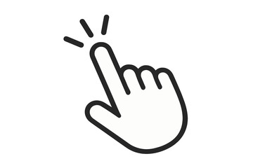 Pointer cursor hand icon clicking computer mouse click button. Web interface UI element. Digital navigation arrow symbol. Vector illustration click gesture finger point
