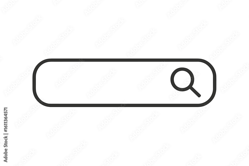 Poster transparent search bar interface icon with magnifying glass symbol, vector ui element for web and mo