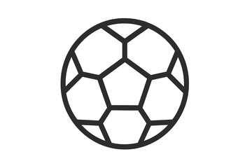 Fototapeta premium Soccer football ball icon outline, line art symbol, simple black sports pictogram for mobile app button, web UI UX design, isolated vector illustration on transparent background