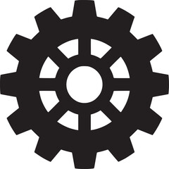 Fototapeta premium A black gear with thirteen teeth and a white center on a white background in a simple illustration