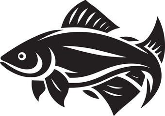 Black Fish Silhouette Vector Logo – Sea Animal Icon for Fishing, Marine, and Seafood Brands