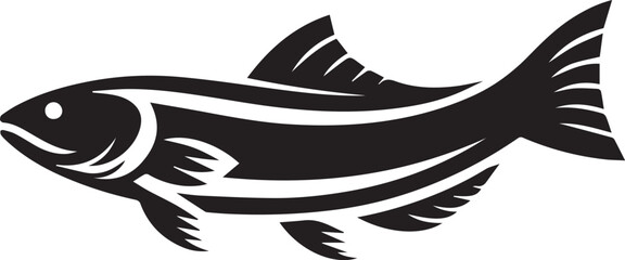Black Fish Silhouette Vector Logo – Sea Animal Icon for Fishing, Marine, and Seafood Brands