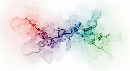 Abstract design of flowing, translucent shapes in pastel colors.