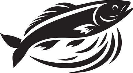 Black Fish Silhouette Vector Logo – Sea Animal Icon for Fishing, Marine, and Seafood Brands