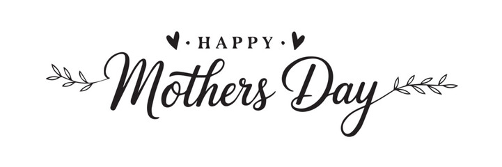 Celebrating Mother's Day with beautiful lettering and heart accents, on a transparent background