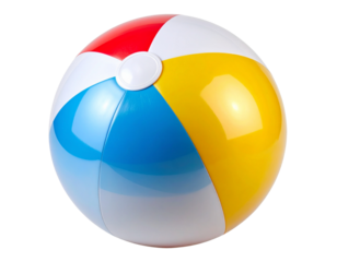  Playful Summer Beach Ball, Glossy Finish, Isolated Transparent PNG
