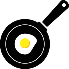 Frying pan icon with fried eggs. Protein breakfast of eggs. decorating menus symbol. Breakfast food sign. Frying utensil icons.  kitchen accessories design
