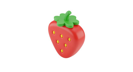 Strawberry Toy with Green Leaf on Transparent Background