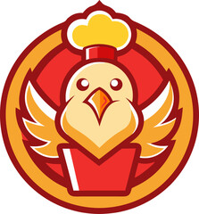 Golden Fried Chicken Logo Icon with Clean Lines