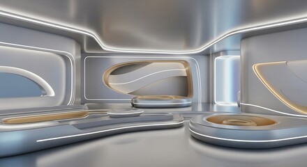 Fototapeta premium Future Oasis: Y3K Neon Glow Fashion Space