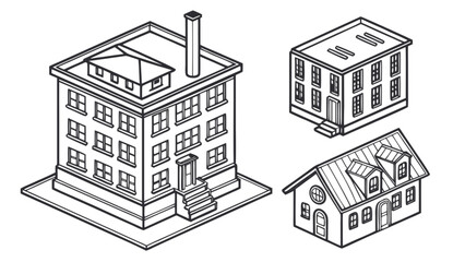 Fototapeta premium Isometric buildings vector illustration of house apartment and residential architecture design for real estate