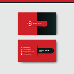 Sleek business card design template in bold red and black for professional networking success now