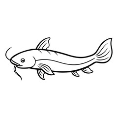 Simple line drawing of a catfish
