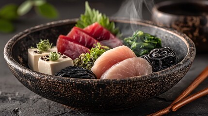 Minimalistic Seafood Arrangement with Focus on Essential Ingredients