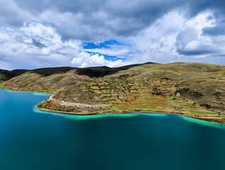 Vibrant lake in the mountains of Peru