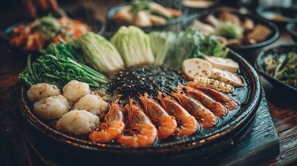 Fresh Seafood Dish with Simple Ingredients on a Rustic Plate