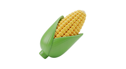Corn Cob with Green Husk on Transparent Background