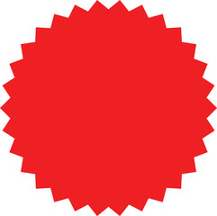 Starburst red sticker, For special offer sale, rounded shaped sunburst labels and badges. Red starburst, sunburst, stamp, seal, label or burst, badge, sticker, Promo sticker with star edges. Vector.