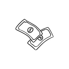 Simple Hand-Drawn Illustration of Dollar Bills Symbolizing Money and Financial Transactions