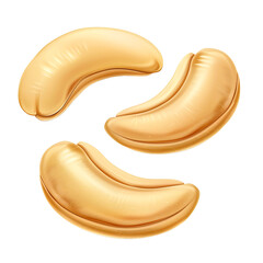 Golden Cashew Nuts Isolated on White Background