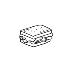 Delicious Hand-Drawn Sandwich Illustration with Savory Fillings for a Quick Meal