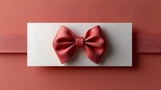Red bow tie on a blank white gift card