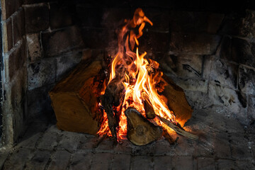 Chimenea, Hogar, Fuego, leños