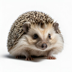 Obraz premium A hedgehog mid-curl spines flaring outward as it tucks its nose under its belly isolated on transparent background . Ultra-sharp detail on quills and soft underbelly fur.