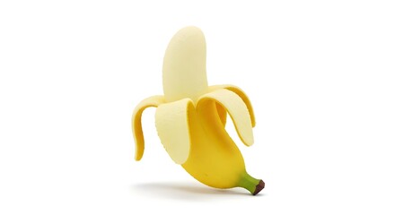 banana on white background,Freshly peeled ripe banana, a healthy and sweet fruit, ready to eat and isolated on white