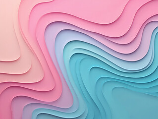 Abstract pastel waves of pink and blue create a soft, flowing background