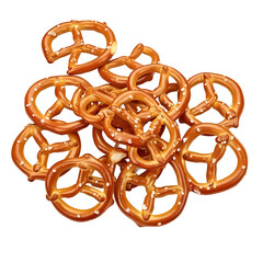 Heap of Golden Brown Pretzels with Salted Surface