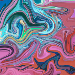 Bold, swirling abstract artwork in vibrant pink, teal, and yellow tones, evoking energy and motion. Great for creative and artistic visual projects.