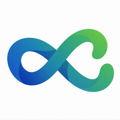 Gradient Infinity Symbol in Blue and Green on White
