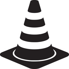 Isolated black and white traffic cone with horizontal stripes on a white background vector image