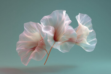 3D minimalist warm breath forming into translucent flower petals midair surreal emotional birth from softness and air symbol of expression